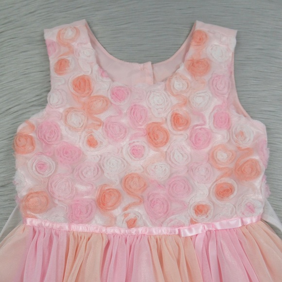 JONA MICHELLE Pink Floral Rosette Tulle Tutu Dress Ballerina Flower Girls Size 7 - Picture 2 of 12
